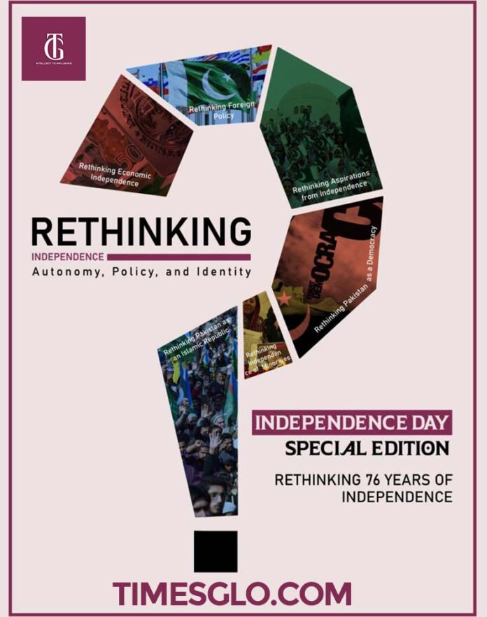 Magazine featuring the title 'Rethinking 76 Years of Independence of Pakistan'