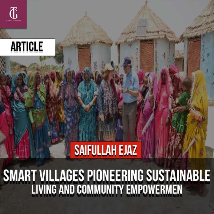 A pic of a group of native peoples with 2 foreigners male and female, Rotary Pakistan Smart Villages Pioneering Sustainable Living